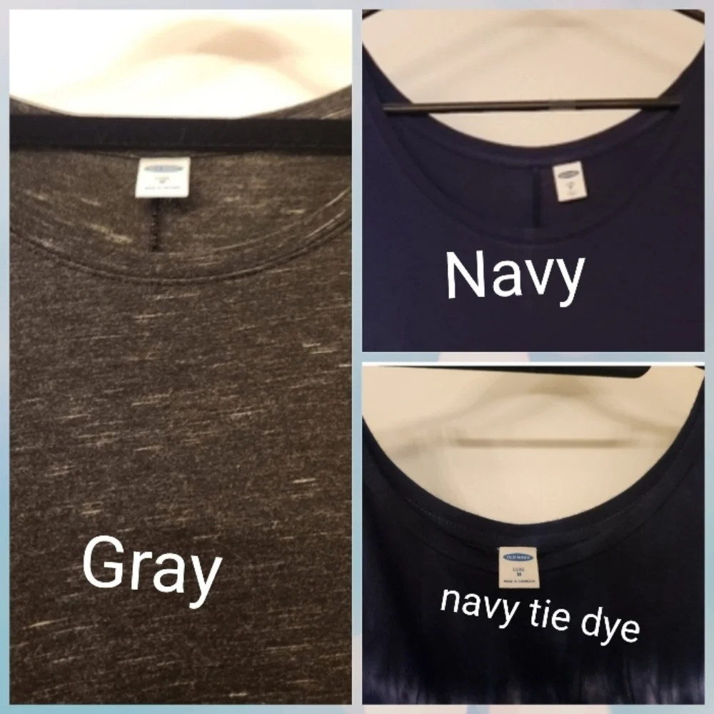 Women's Navy, Blue Tie Dye & Gray Tank Top Trio - Sleeveless Casual Tops